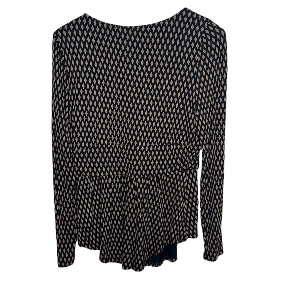 New Anthro Meadow Rue Josalyn Brown Black Tie Front Long Sleeve Top Women Size M - Picture 6 of 7